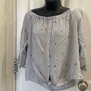 Striped Off-Shoulder Blouse L